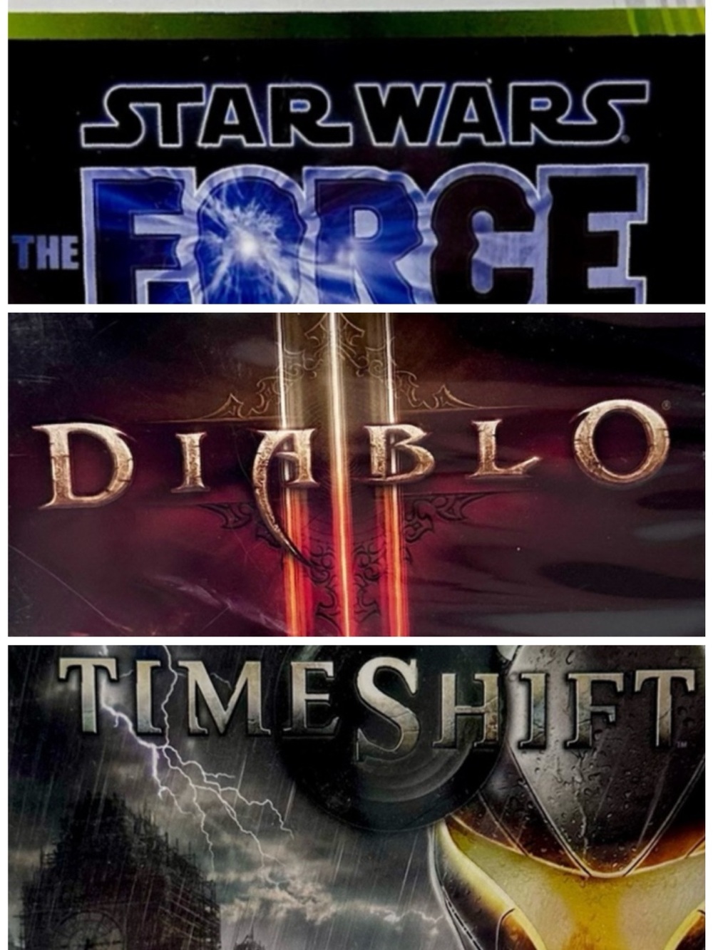 Xbox 360 Game Bundle - Diablo 3, Star Wars, TimeShift CIB Complete